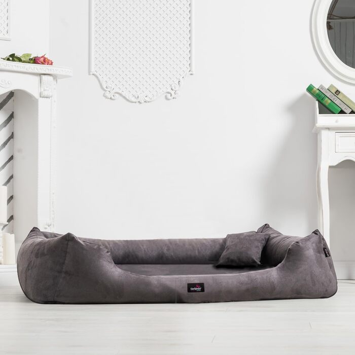 Ортопедичне ліжко для собак Tierlando® Pluto Ortho VISCO, 130x100 см, сірий графіт, XL+ | Віскоеластична піна