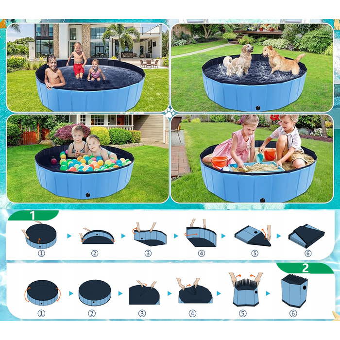 Складальний садовий басейн для собак, тварин та дітей 100*30 см