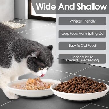 Набір мисок для котів з кераміки (3 шт.) - широкі, зручні, для корму та води