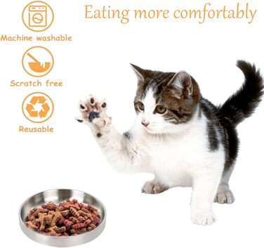 Миски для котів з нержавіючої сталі, 2 шт. - миски для сухого та вологого корму, нержавіюча сталь 304 (Золотий)