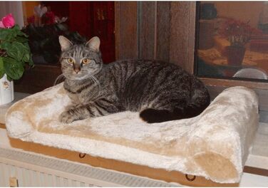 Підставка для котів Kerbl Pet на вікно, 55x35 см, дерево, м'який плюш, проста установка