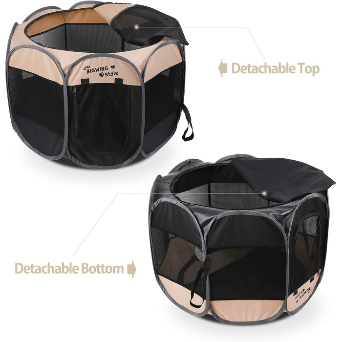 Вольєр для собак та котів BIGWING Style XL, бежевий: вольєр-забіг для цуценят, переноска для тварин, водовідштовхувальне накриття