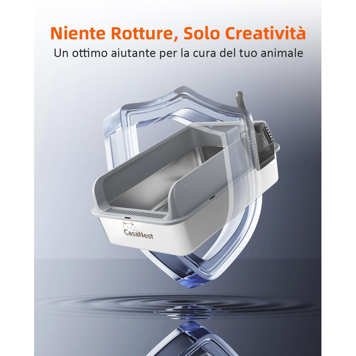 Сміттєве відро CasaNest для котів з нержавіючої сталі, XXXL, велике, антивитік, антиприлипання, темно-сірий