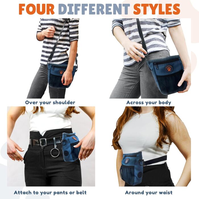 Сумка для ласощів для собак – 4 чашки, сумка для тренування собак з кліпсою, магнітна сумка для ласощів