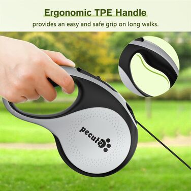 Рулетка для собак Pecute 8м, 50 кг, зелена, з антиковзним ручним гальмом