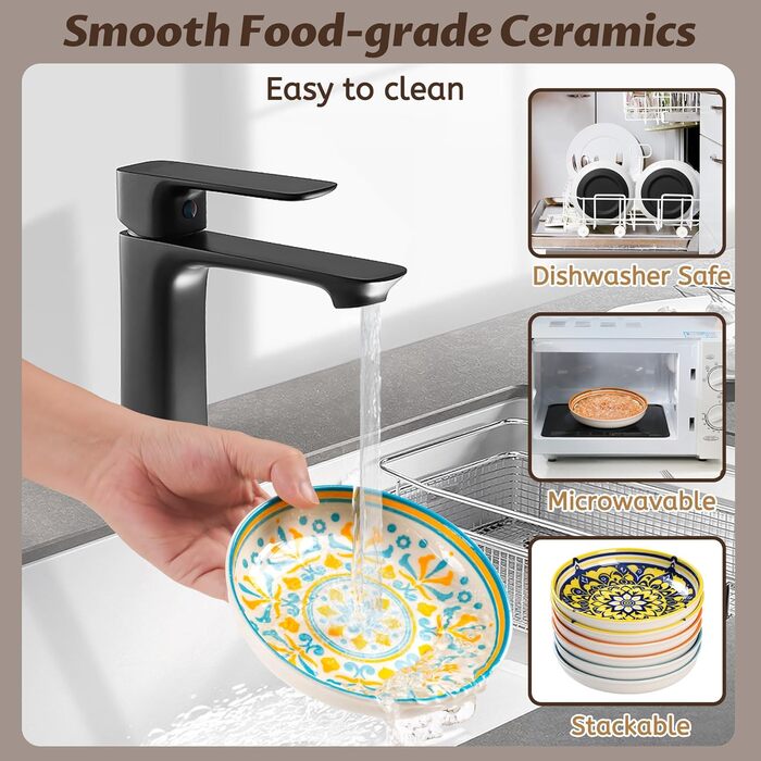 Набір мисок для котів Kitwinney з антиковзним покриттям, кераміка, миски для корму, силіконовий дно, посуд для котів, миски для годування кошенят та маленьких собак (Multi6, Глибокий)