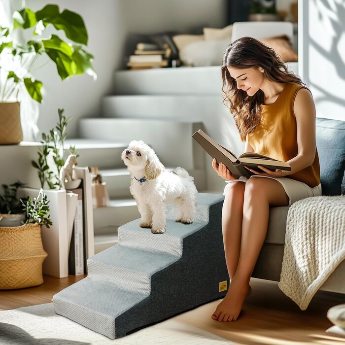 Сходинка для собак BingoPaw з 4 ступенями, 50 см, для ліжка та дивана, знімний чохол, антиковзаюче покриття, 72x40x50 см