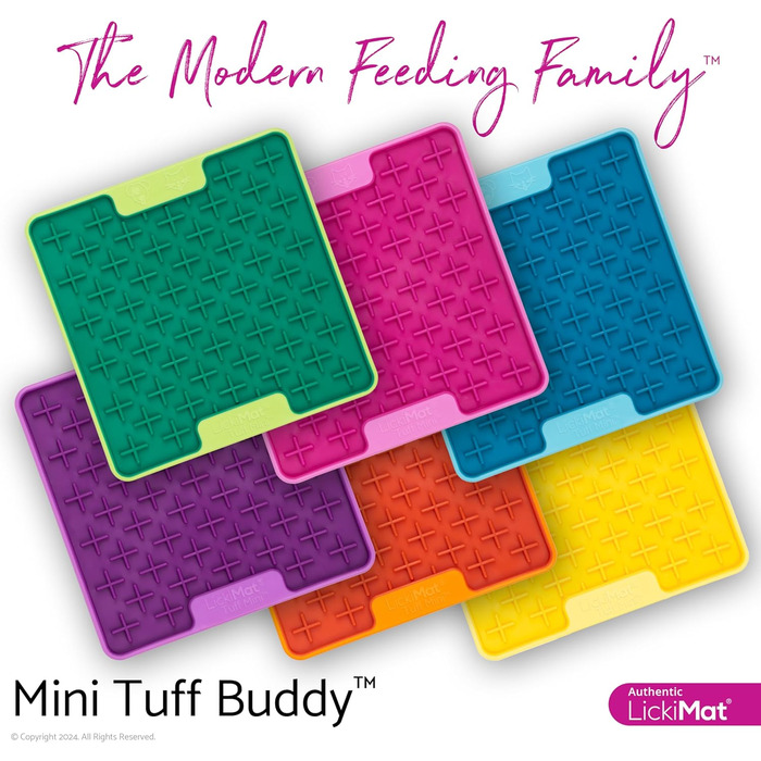 Килимок для собак LICKIMAT Mini Tuff: повільне годування, зменшення нудьги та тривоги, рожевий (жовтий, Buddy)