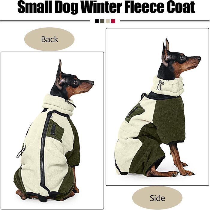 Зимовий теплий одяг для маленьких собак, куртка з ніжним флісом та капюшоном, Onesie (Абрикосовий зелений, S)