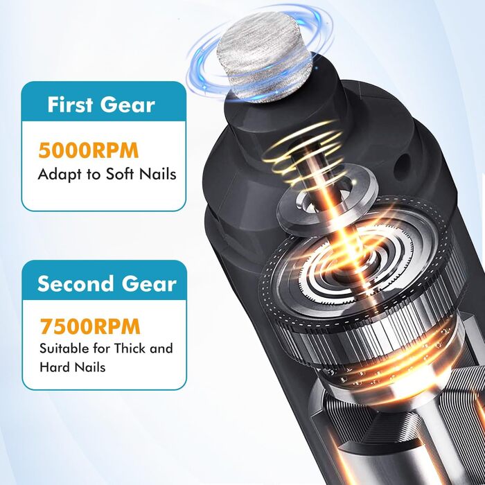 Шліфувальник кігтів для собак ETENTOUS: професійний, тихий, з 3 насадками, для собак великих, середніх та маленьких порід (сірий)