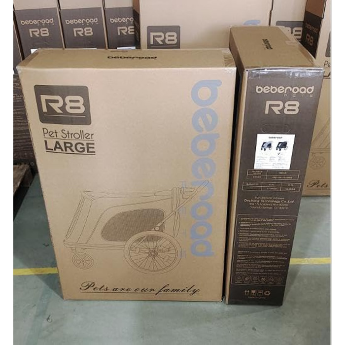 Візок для собак Beberoad R8 Pro Extra Large, чорний - для великих собак до 45 кг, складаний, для собак з обмеженими можливостями та вагітних