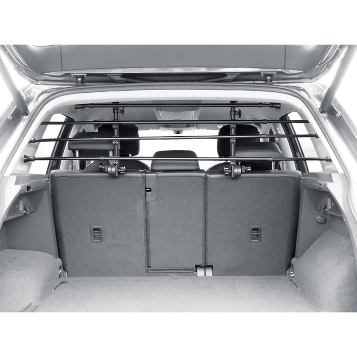 Гілка-перегородка для автомобіля OSYO | Безпечна перегородка для собак у багажнику | Сталевий каркас, чорна, H: 32-53см, L: 82-140см