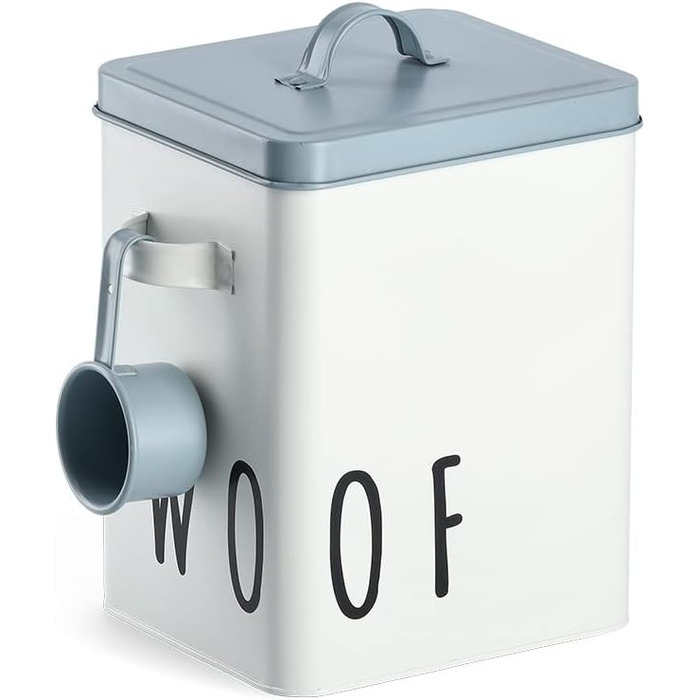 Миска для корму тварин Zeller 'Woof', метал, білий/блакитний, 23.4 x 16.2 x 23.2/25.8 см