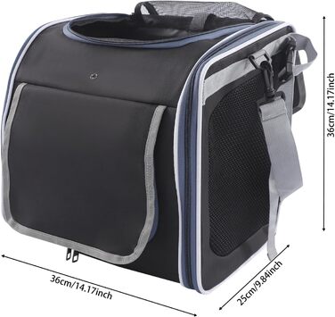 Клітка-переноска для тварин на велосипед, 36x25x36 см, чорна