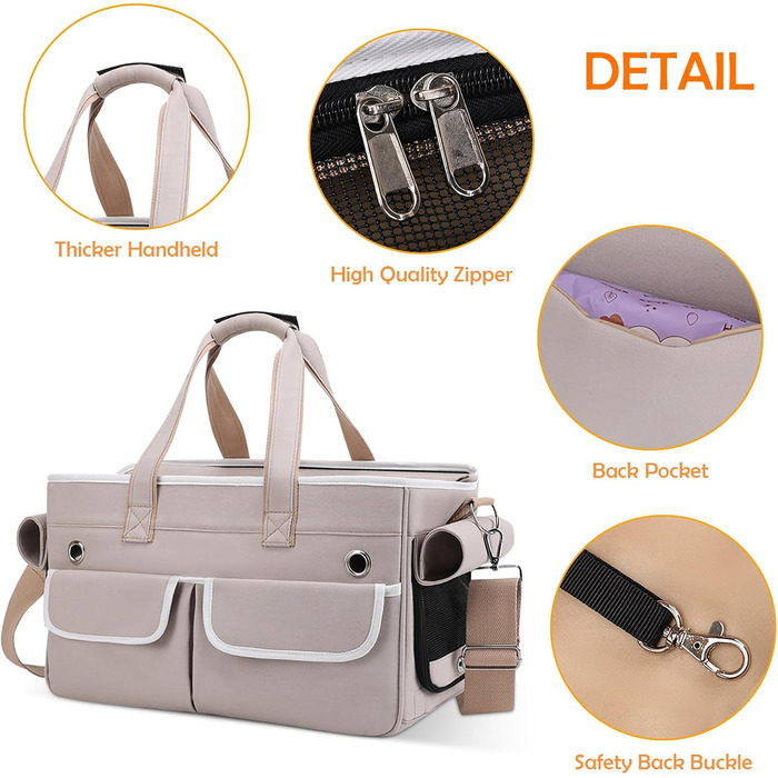 Транспортна переноска для котів та собак ALLSOPETS, складана, портативна, з м'якими кишенями, дихаюча, ідеальна для подорожей, кемпінгу, хаджінгу, (Хакі)