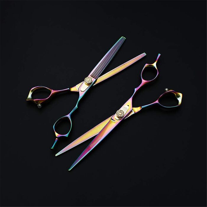 Набір ножиць для грумінгу домашніх тварин 7.0 дюймів, професійні ножиці з нержавіючої сталі для собак, ножиці для розрідження шерсті, легкі та гострі, для грумін-салонів