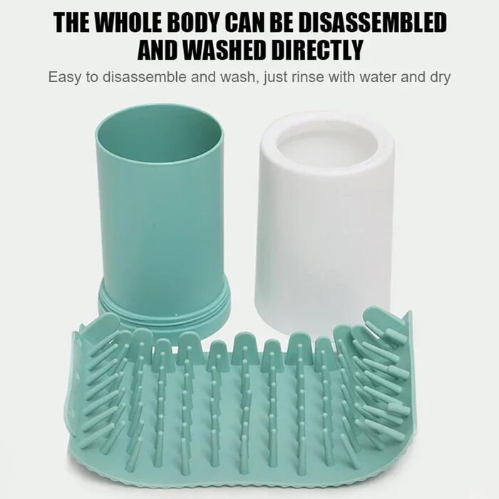 Очисник лап для собак, силіконовий, портативний. Видаляє бруд та сміття з лап собаки з рушником. Зелений колір