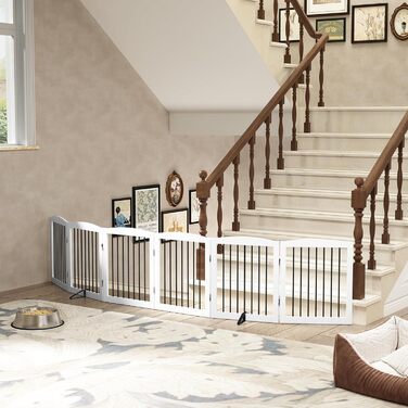 Гілка для собак HOLTICO без свердління, металево-дерев'яна, розкладна, біла, 3 панелі