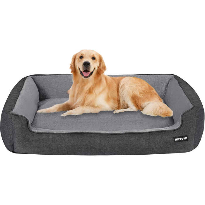 Ліжко для собак, м'яке ліжко-софа для тварин, зручне гніздо для собак, сіре, знімний і пральний чохол, 110 x 86 x 26 см