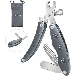 Набір для догляду за нігтями домашніх тварин 3-в-1: тример, пилка, гребінець. Підходить для собак та котів будь-якого розміру. З нержавіючої сталі, професійний, портативний