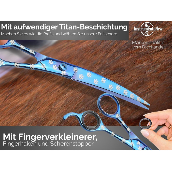 Ножиці для грумінгу собак Profi Fellschere з титановим покриттям, мікрозубчасті, 20,32 см