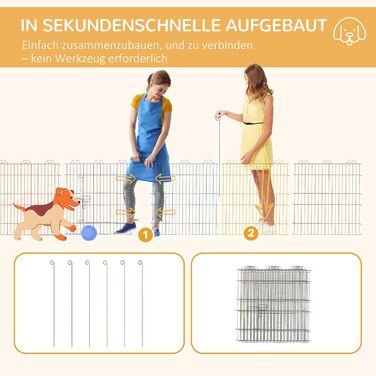 PawHut вольєр для цуценят, металевий, кольоровий, Ø120 x H60 см