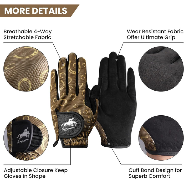 Рукавички для їзди верхи FINGER TEN з підтримкою сенсорного екрану, жіночі, коричнево-жовті, для верхової їзди та велосипеда