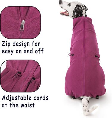 Теплий зимовий пуловер для собак Axcimond з флісу, з блискавкою, для маленьких, середніх та великих собак, тепла куртка для собак, одяг для собак, піжама для собак (M, Маджента)