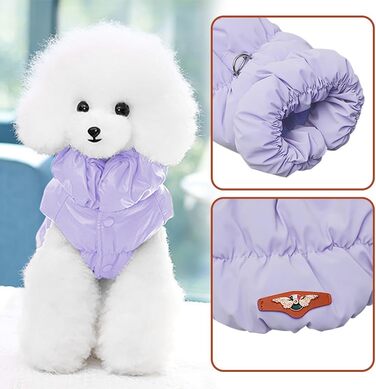 Зимова куртка для собак великих порід, тепла та водонепроникна, з відбивачами, фірмовий стиль (XL, світло-фіолетовий)