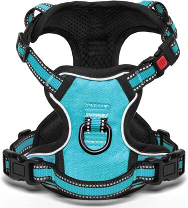 Нашийник для собак BaoCheng Anti Pull: безпечний, дихаючий, з 3 пряжками, для малих, середніх та великих собак, світловідбиваючий (темно-зелений, небесно-блакитний)
