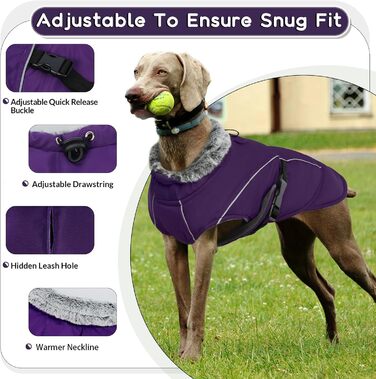 Водонепроникна куртка для собак XL, тепла флісова жилетка для великих собак, камуфляж, фіолетовий (A-Lila)