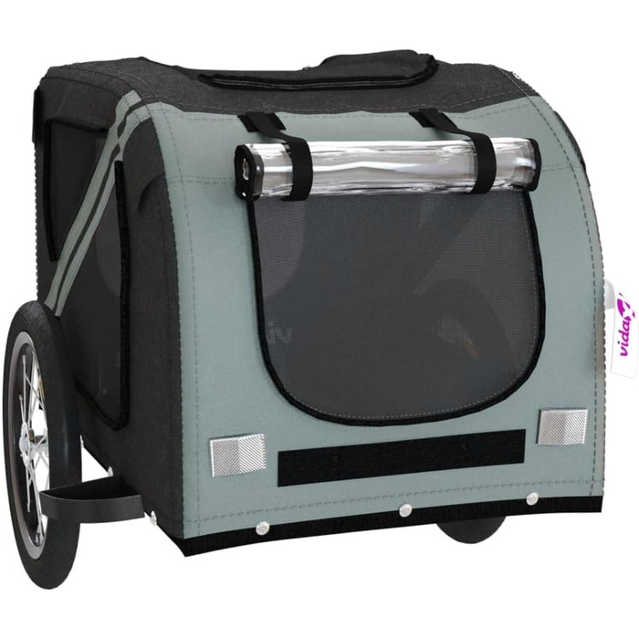 Причіп для велосипеда для собак, котів чорного та сірого кольорів, Oxford-тканина та метал