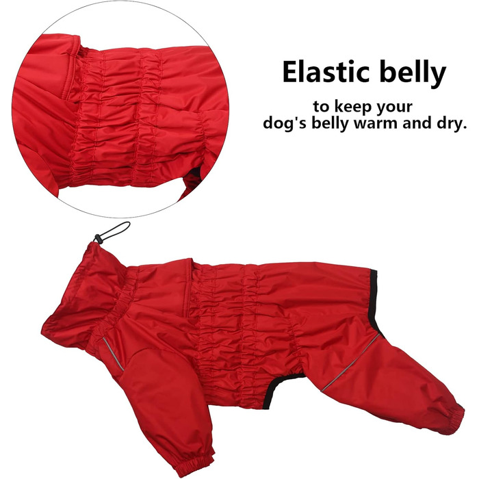 Зимовий костюм для собак з ніжками, водонепроникний, з флісовою підкладкою, вітростійкий, світловідбиваючий, для маленьких та середніх собак (L, червоний)