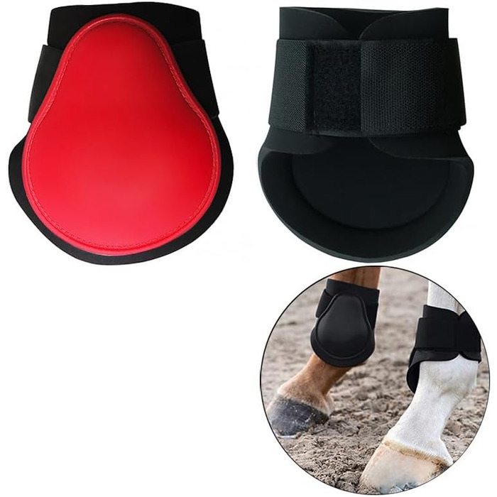 Гетри для коней Merauno® 4 шт. Комплект гетрів для передніх та задніх ніг, захист від ударів, застібка на пряжку, для жінок та чоловіків, міцний PU, захист сухожиль, класичні (будівельні), червоний (S)