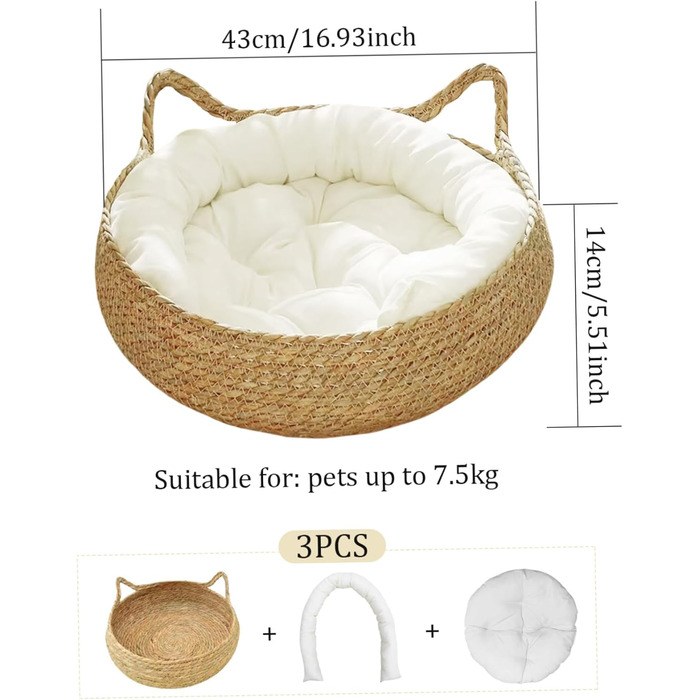 Кігтеточка-гніздо для котів Obelunrp, 43 см, круг, з м'яким подушкою, стійка до подряпин, для дому, для кошенят та великих котів