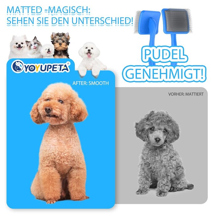 Набір для грумінгу собак великих порід Slicker Bürste Hund – 3 предмети: щітка Slicker, гребінець для підшерстка та гребінець з нержавіючої сталі. Підходить для довгошерстих собак та котів (Голден Ретрівер, Лабрадудль, Пудель)