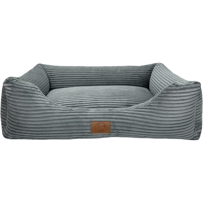 Ортопедичне ліжко для собак Elropet з м'якого корду, кошик для собак, XS/S/M/L/XL, сірий мишачий (120x90x25 см)