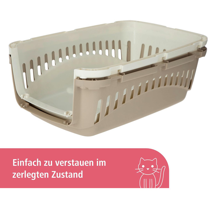 Kerbl Pet Transportbox Expedion: переноска для собак та котів, 45x30x30 см, пластик, до 10 кг, кремовий/taupe