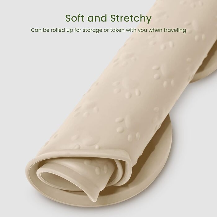 Килимок для годування собак та котів PWTAA, силіконовий, неслизький, з високим бордюром, 81x41 см, бежевий