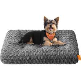 Ліжко для собак Feandrea XL, м'яке, плюшеве, 110 x 73 см, для великих собак, сірий, знімний чохол, антиковзаюче покриття