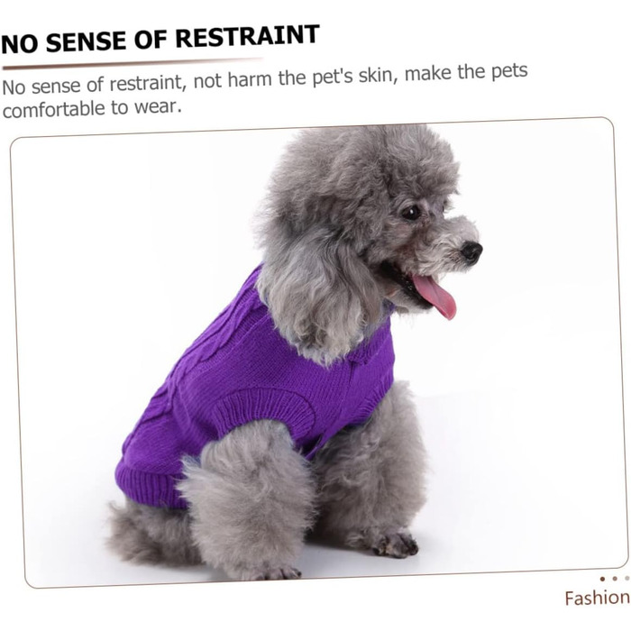 POPETPOP Пуловер для собак з акрилових волокон, теплий, для зими, фіолетовий (XXL), миючий, багаторазовий