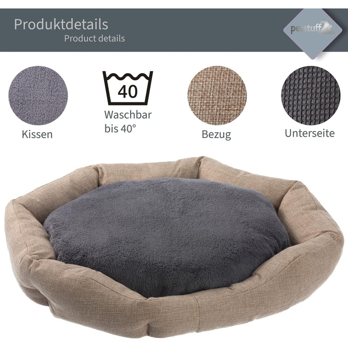 Крісло-ліжко для собак Octagon з знімним та пральним подушкою, бежеве