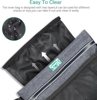 Сумка для корму для собак ORIA, переносна сумка для тренувань, з магнітним закриттям, регульований ремінь та диспенсер для відходів, преміум-якість - сіра