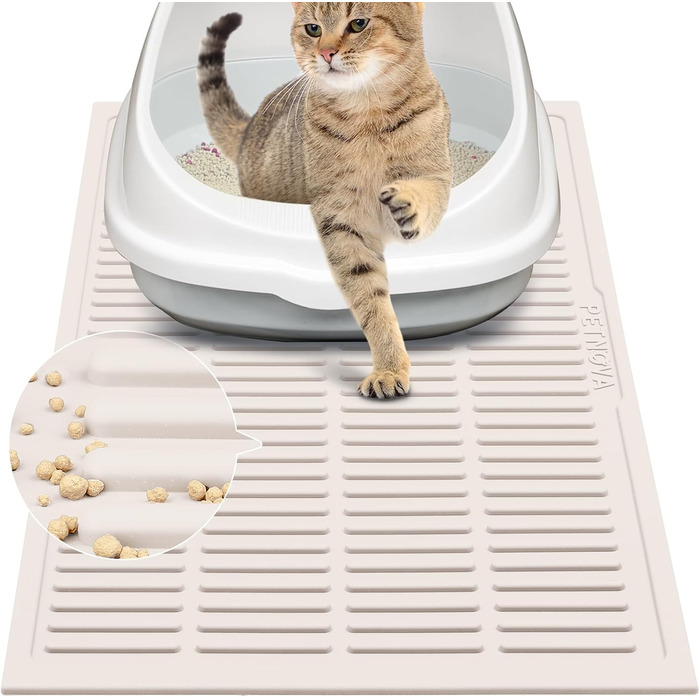 Килимок для котячого туалету PetNova, гумовий, водонепроникний, рожевий, легке очищення, 61×38 см