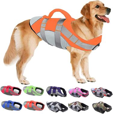 Жилет рятувальний для собак PJDDP, помаранчевий, L. Жилет для плавання з високою плавучістю та рятувальним ручним захопленням. Ідеально для тренувань у воді.