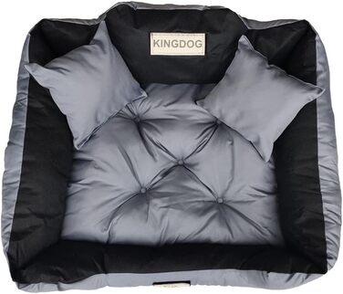 Лягушка для собак та котів KingDog з двома подушками, корзина для тварин, миється, водонепроникний PVC (100x75 см, темно-сірий)
