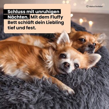 Оригінальне пухнасте ліжко для собак Wahre Tierliebe Fluffy Wolke з м'яким чохлом, який можна прати, кругла лежанка для великих, середніх і малих собак