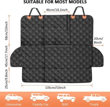 Захист для заднього сидіння автомобіля для собак KYG, водовідштовхувальний, знімний, сумісний з Isofix, 128x58x45 см