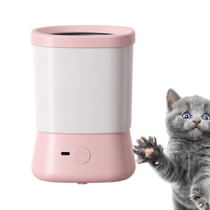 Очисник лап для собак Walopola - портативний скребок для лап з бризкозахистом, 2 швидкості, аксесуар для миття лап для кемпінгу, подорожей, пригод та щоденних прогулянок (рожевий)