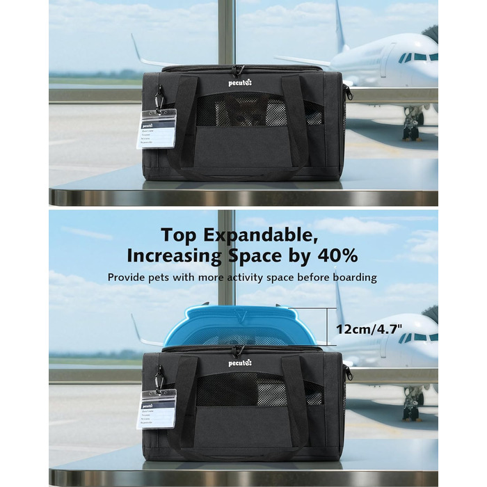 Транспортна сумка для котів Pecute - переноска для котів та маленьких собак, складана, легка, для подорожей, зелена (сіра)